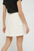 Бавовняна спідниця adidas Originals колір бежевий mini розкльошена Бавовняна спідниця adidas Originals колір бежевий mini розкльошена