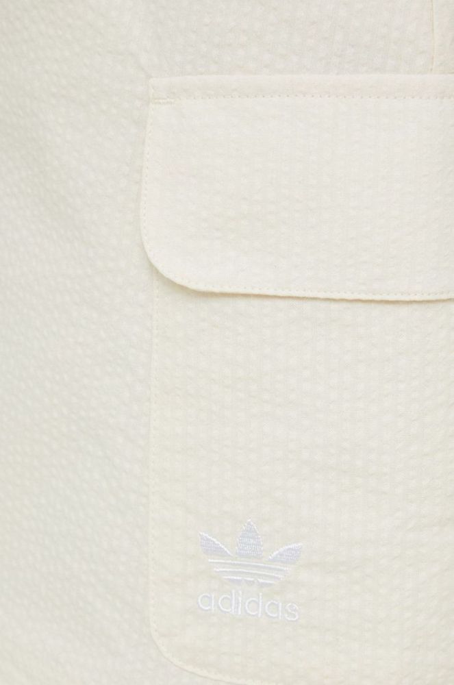 Бавовняна спідниця adidas Originals колір бежевий mini розкльошена фото 4