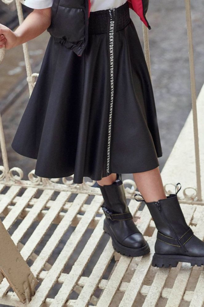 Дитяча спідниця Dkny колір чорний mini розкльошена (2561910) фото 6