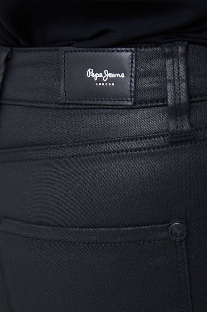 Штани Pepe Jeans жіночі колір чорний облягаючі висока посадка фото 4