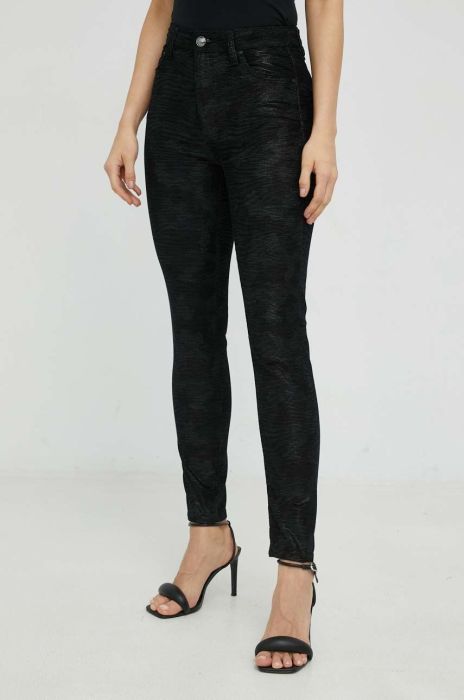 Штани Guess жіночі колір чорний облягаюче висока посадка (2830099)