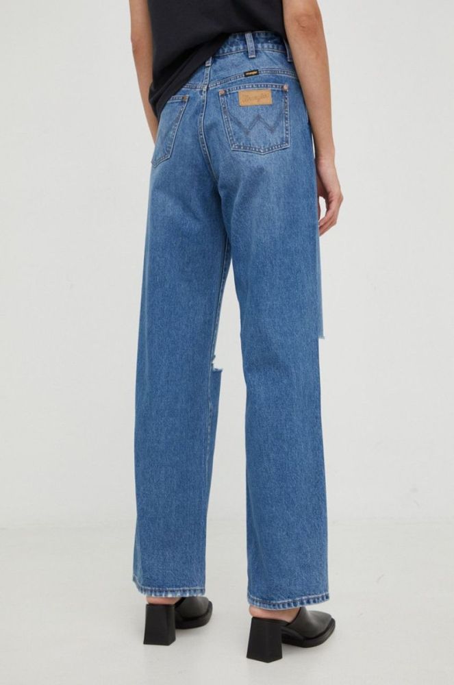 Бавовняні джинси Wrangler Mom Relaxed Patty жіночі висока посадка колір блакитний фото 3