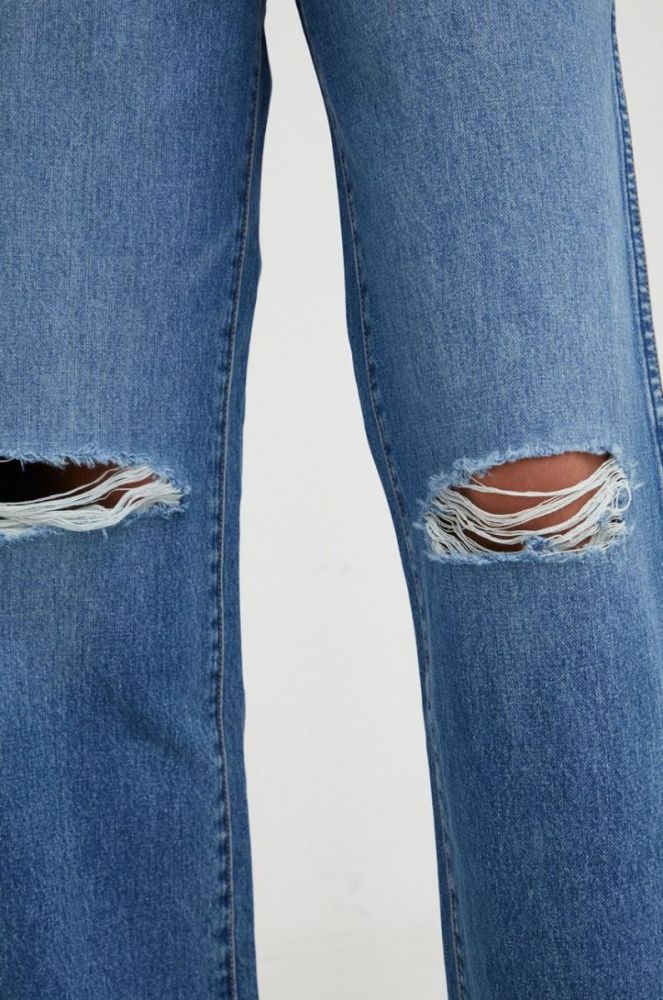 Бавовняні джинси Wrangler Mom Relaxed Patty жіночі висока посадка колір блакитний фото 4