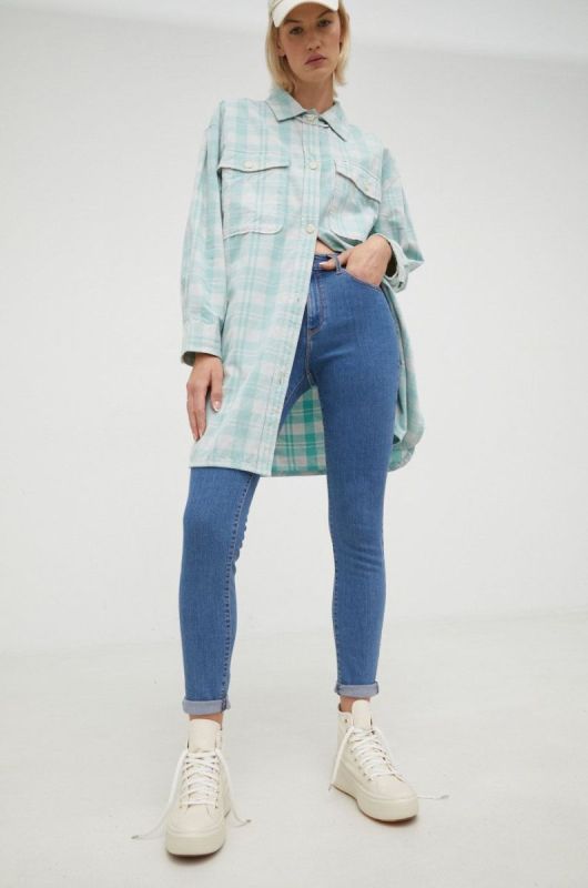 Джинси Wrangler High Rise Skinny That Way жіночі середня посадка колір блакитний