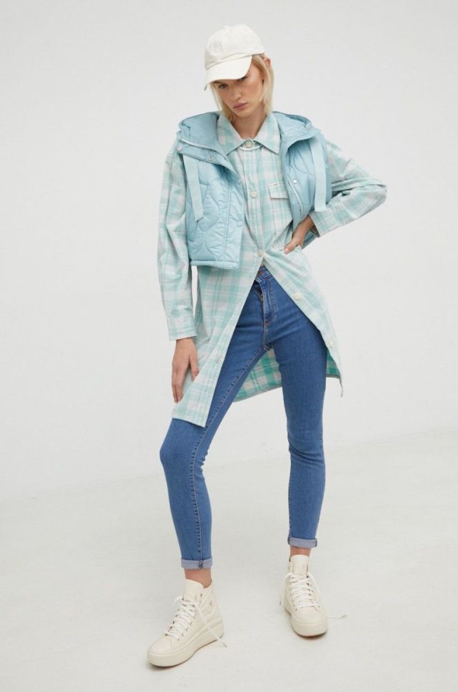 Джинси Wrangler High Rise Skinny That Way жіночі середня посадка колір блакитний фото 2