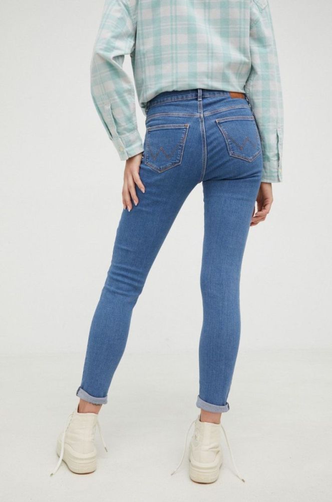 Джинси Wrangler High Rise Skinny That Way жіночі середня посадка колір блакитний фото 3