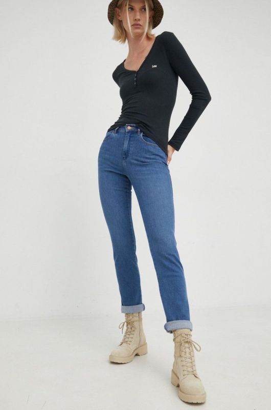 Джинси Wrangler Slim The Adventure жіночі середня посадка колір блакитний