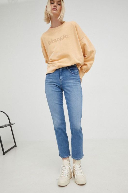 Джинси Wrangler Straight River жіночі висока посадка колір блакитний