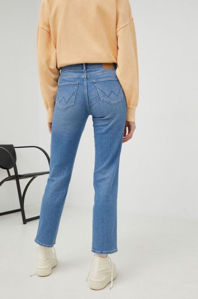 Джинси Wrangler Straight River жіночі висока посадка колір блакитний фото 3