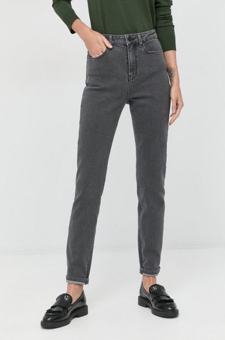 Джинси Karl Lagerfeld Karl Lagerfeld x Cara Delevingne жіночі висока посадка колір сірий