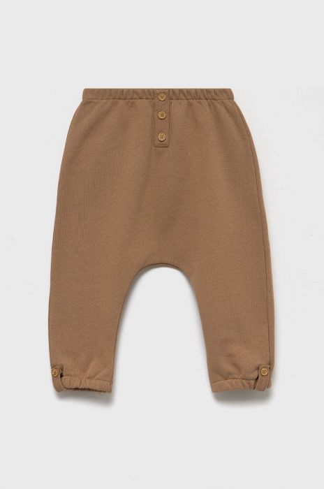 Дитячі бавовняні штани United Colors of Benetton колір коричневий однотонні (2622285)
