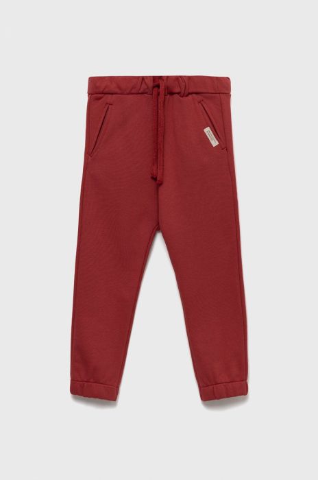 Дитячі бавовняні штани United Colors of Benetton колір бордовий однотонні