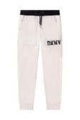 Дитячі спортивні штани Dkny колір бежевий з принтом