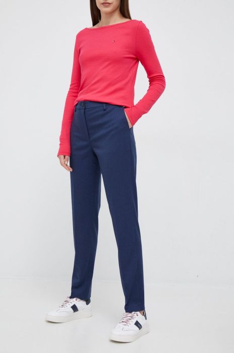 Штани Tommy Hilfiger жіночі колір синій фасон chinos середня посадка