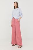 Штани Tiger Of Sweden жіночі колір рожевий пряме висока посадка