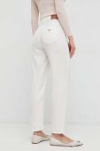 Штани Guess жіночі колір бежевий пряме висока посадка (2959497)