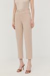 Штани Guess жіночі колір бежевий пряме висока посадка (2411686)