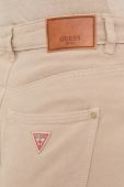 Штани Guess жіночі колір бежевий пряме висока посадка (2411686)