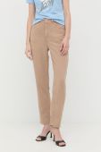 Штани Guess жіночі колір коричневий пряме висока посадка (2411676)
