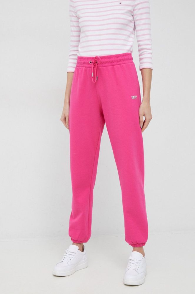 Спортивні штани Dkny жіночі колір рожевий однотонні (2681595)