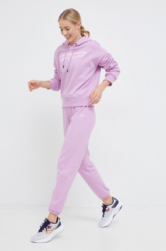 Спортивні штани Dkny жіночі колір фіолетовий однотонні фото 2