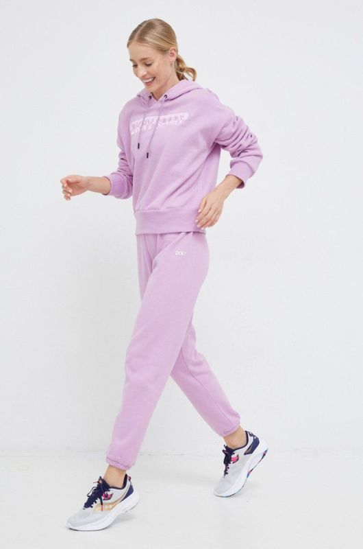 Спортивні штани Dkny жіночі колір фіолетовий однотонні фото 2