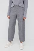 Штани з домішкою вовни Emporio Armani жіночі колір сірий широке висока посадка