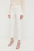 Штани BOSS жіночі колір білий фасон сигарети висока посадка (2516217)