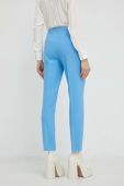 Штани BOSS жіночі фасон сигарети висока посадка колір блакитний (2516222)