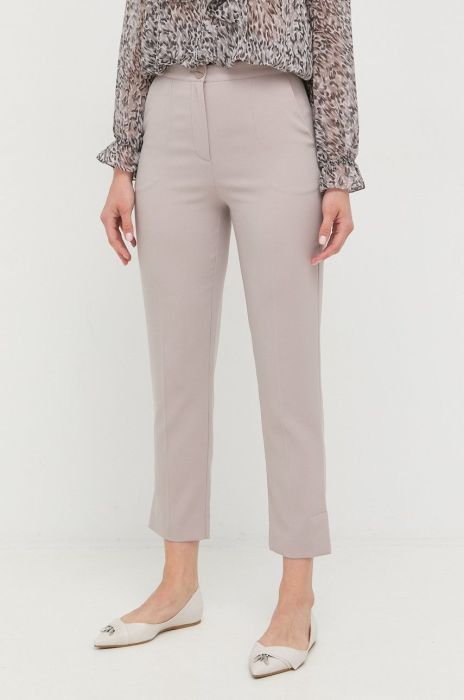 Штани Patrizia Pepe жіночі колір бежевий пряме висока посадка