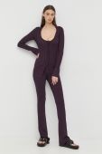 Штани Patrizia Pepe жіночі колір фіолетовий облягаюче висока посадка