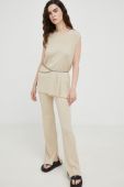Штани Drykorn жіночі колір бежевий пряме висока посадка