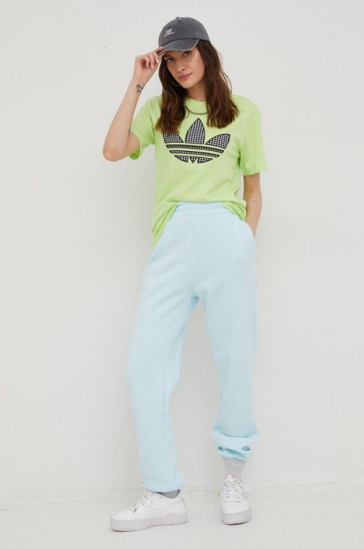 Спортивні штани adidas Originals жіночі однотонні колір блакитний фото 2