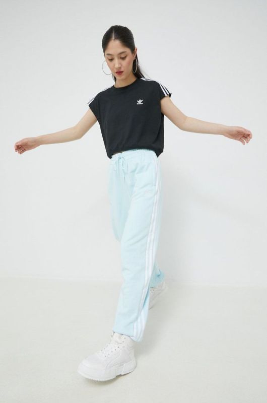 Бавовняні спортивні штани adidas Originals жіночі однотонні HM2144-ALMBLU колір блакитний фото 2