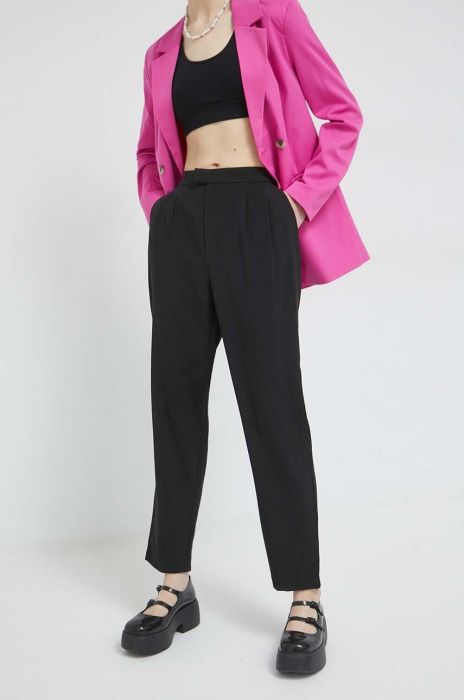 Штани Only жіночі колір чорний пряме висока посадка (3089899)