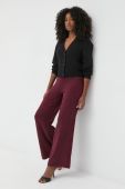 Штани з домішкою вовни Guess жіночі колір бордовий пряме висока посадка