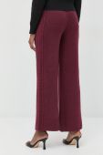 Штани з домішкою вовни Guess жіночі колір бордовий пряме висока посадка