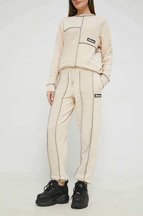 Спортивні штани Ellesse жіночі колір бежевий однотонні