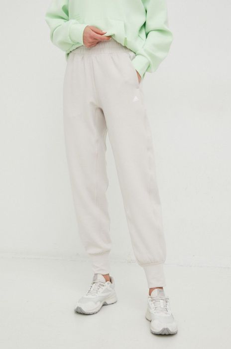 Спортивні штани adidas Performance Studio жіночі колір бежевий однотонні