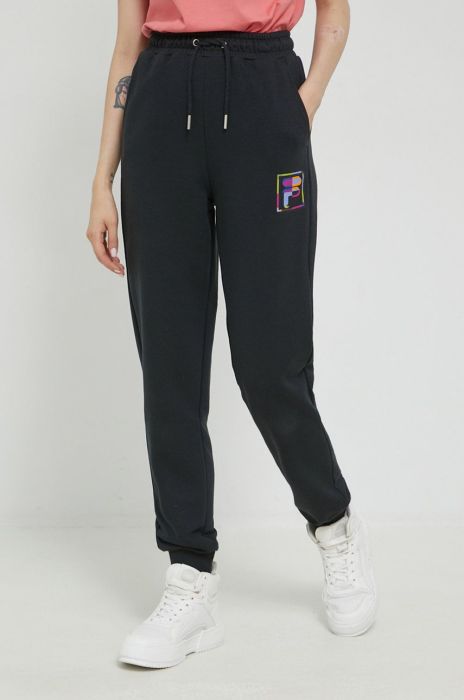 Штани Fila жіночі колір чорний однотонні
