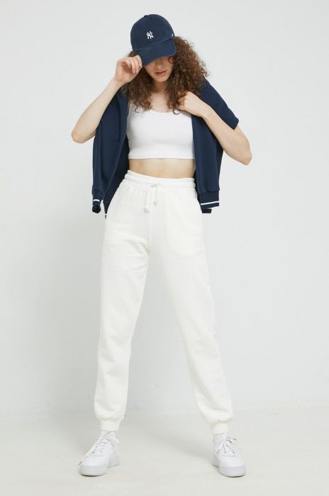 Спортивні штани Fila жіночі колір бежевий однотонні (2613854)