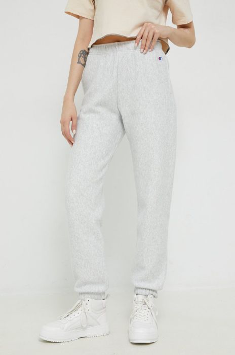 Спортивні штани Champion жіночі колір сірий з аплікацією