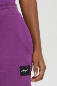 Бавовняні спортивні штани HUGO жіночі колір фіолетовий однотонні