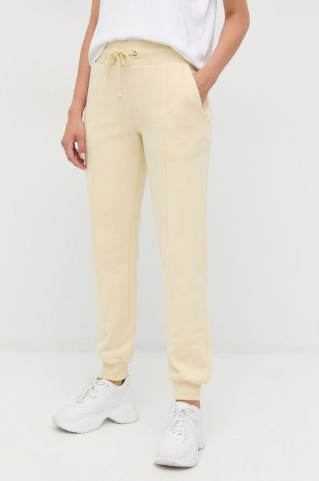 Бавовняні спортивні штани Patrizia Pepe жіночі колір жовтий однотонні