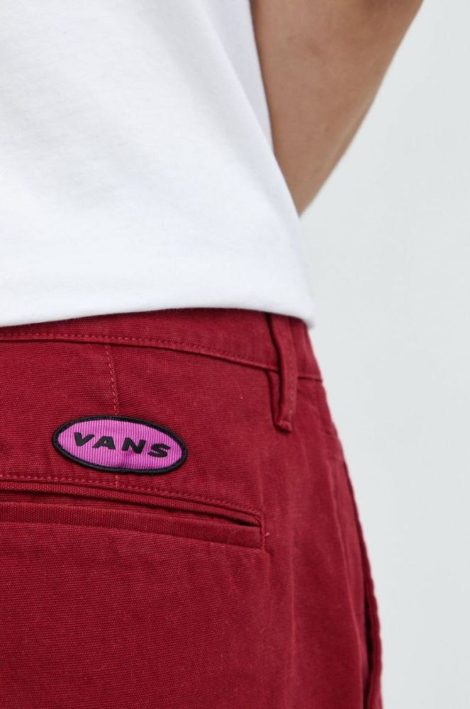 Бавовняні штани Vans жіночі колір червоний фасон chinos висока посадка фото 6