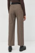 Штани з домішкою вовни Pinko жіночі колір коричневий широке висока посадка