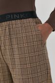 Штани з домішкою вовни Pinko жіночі колір коричневий широке висока посадка