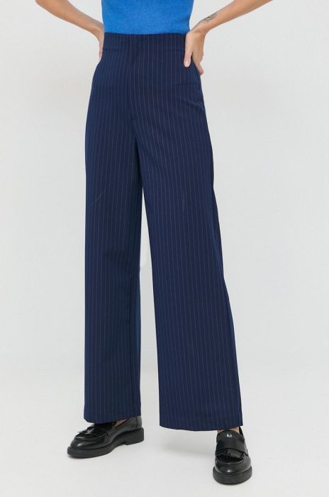 Штани Bardot жіночі колір синій широке висока посадка