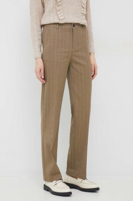 Штани United Colors of Benetton жіночі колір бежевий пряме висока посадка (2901750)