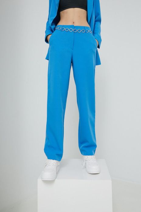 Штани Vila Vikammas жіночі прямі висока посадка колір блакитний